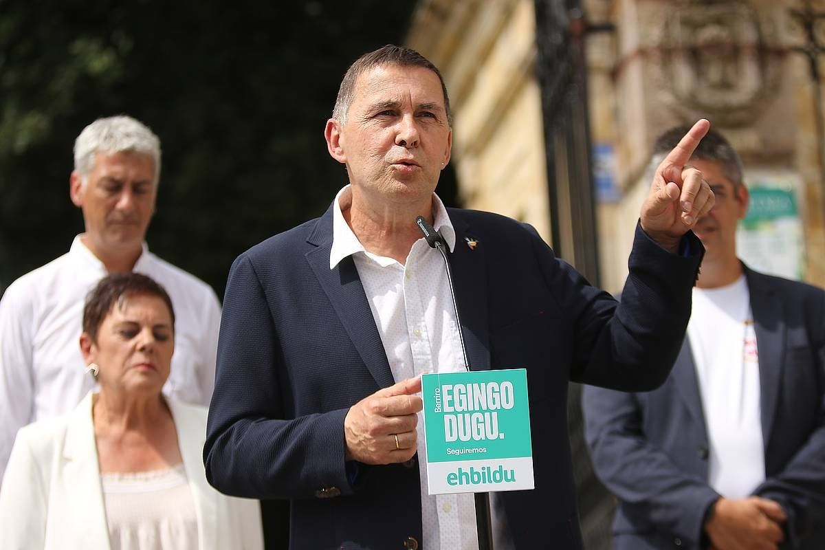 Arnaldo Otegi, Gernikan egindako ekitaldian. BERRIA
