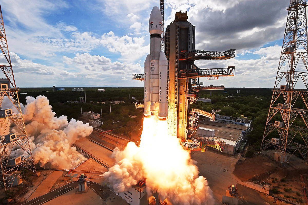 Chandrayaan-3 espazio ontziaren aireratzea uztailak 14ean. ISRO HANDOUT / EFE