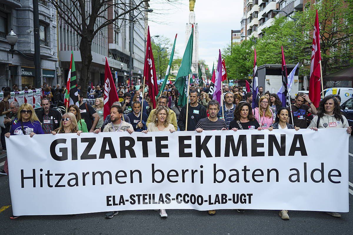 Itunpeko sare langileek apirilaren 25ean egin zuten mobilizioa. ARITZ LOIOLA / FOKU