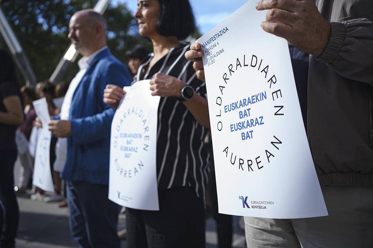 Euskalgintzaren Kontseiluaren agerraldia, joan den asteartean. ARITZ LOIOLA/ FOKU