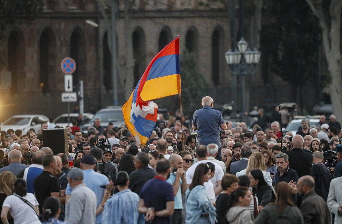 Armeniako Gobernuaren kontrako manifestariak, gaur, Erevanen. ANATOLI MALTSEV, EFE