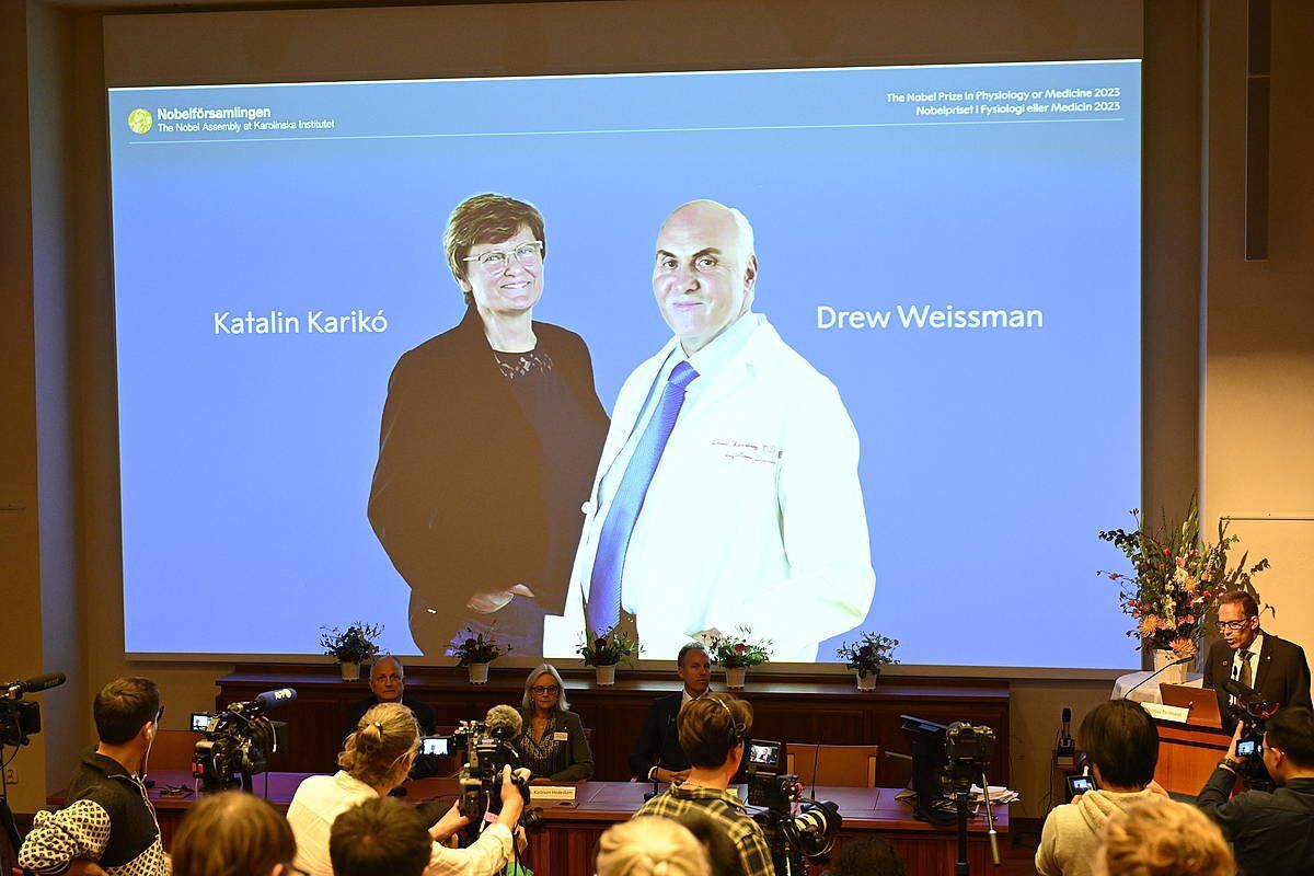 Medikuntza Nobel Saria banatu dute gaur Stockholmen. JESSICA GOW/EFE