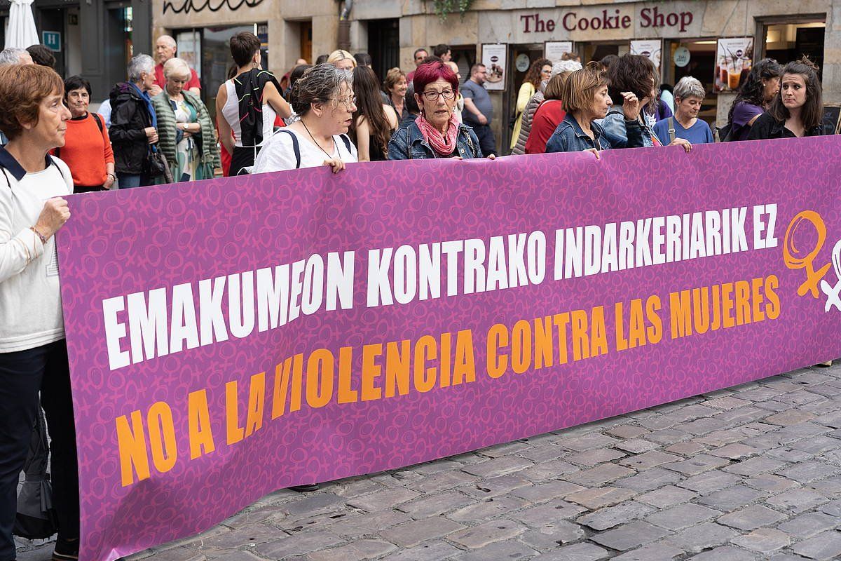 Indarkeria matxista salatzeko elkarretaratze bat, Iruñean, iragan maiatzean. JAGOBA MANTEROLA
