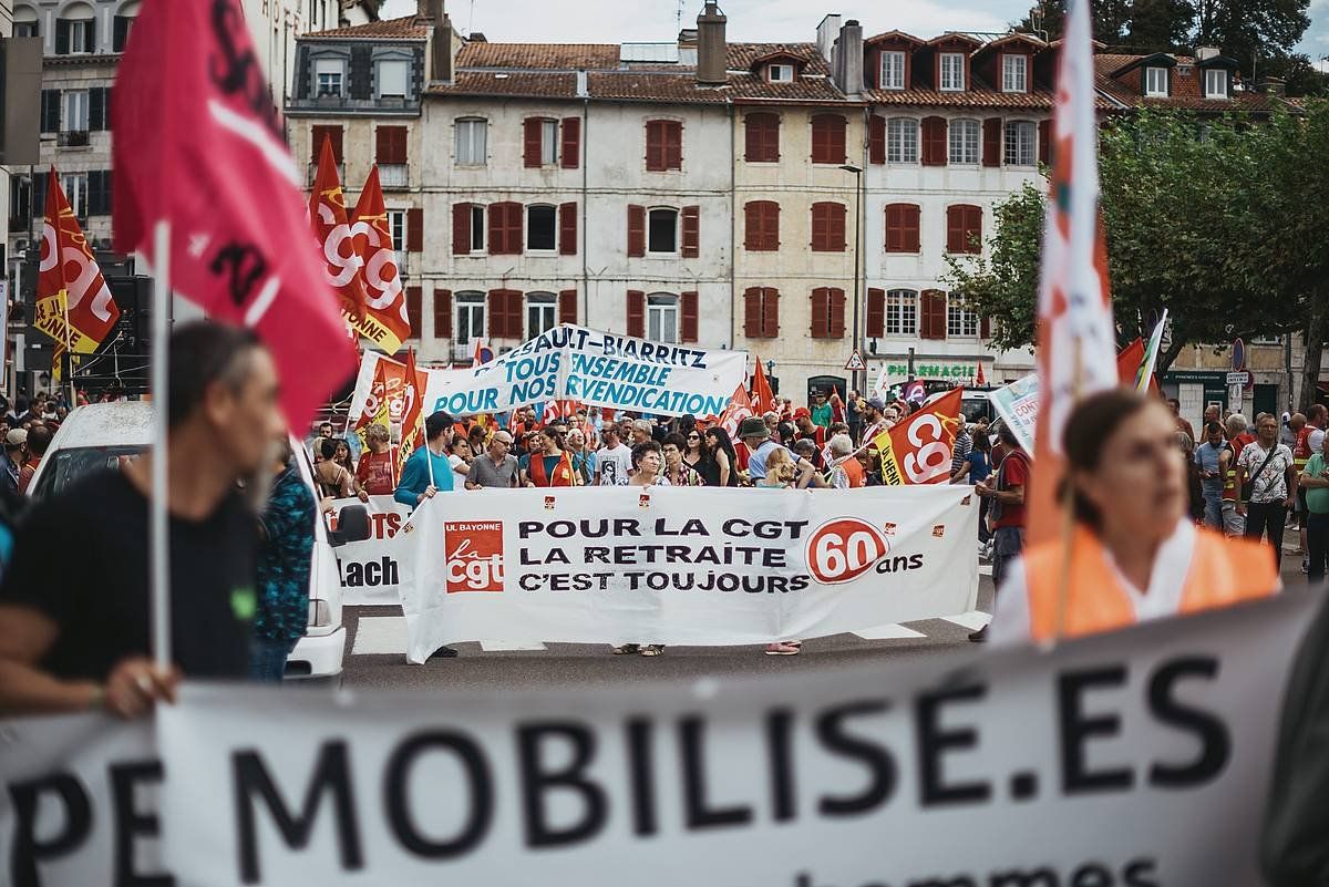 Baionako protesta goizean. GUILLAUME FAUVEAU