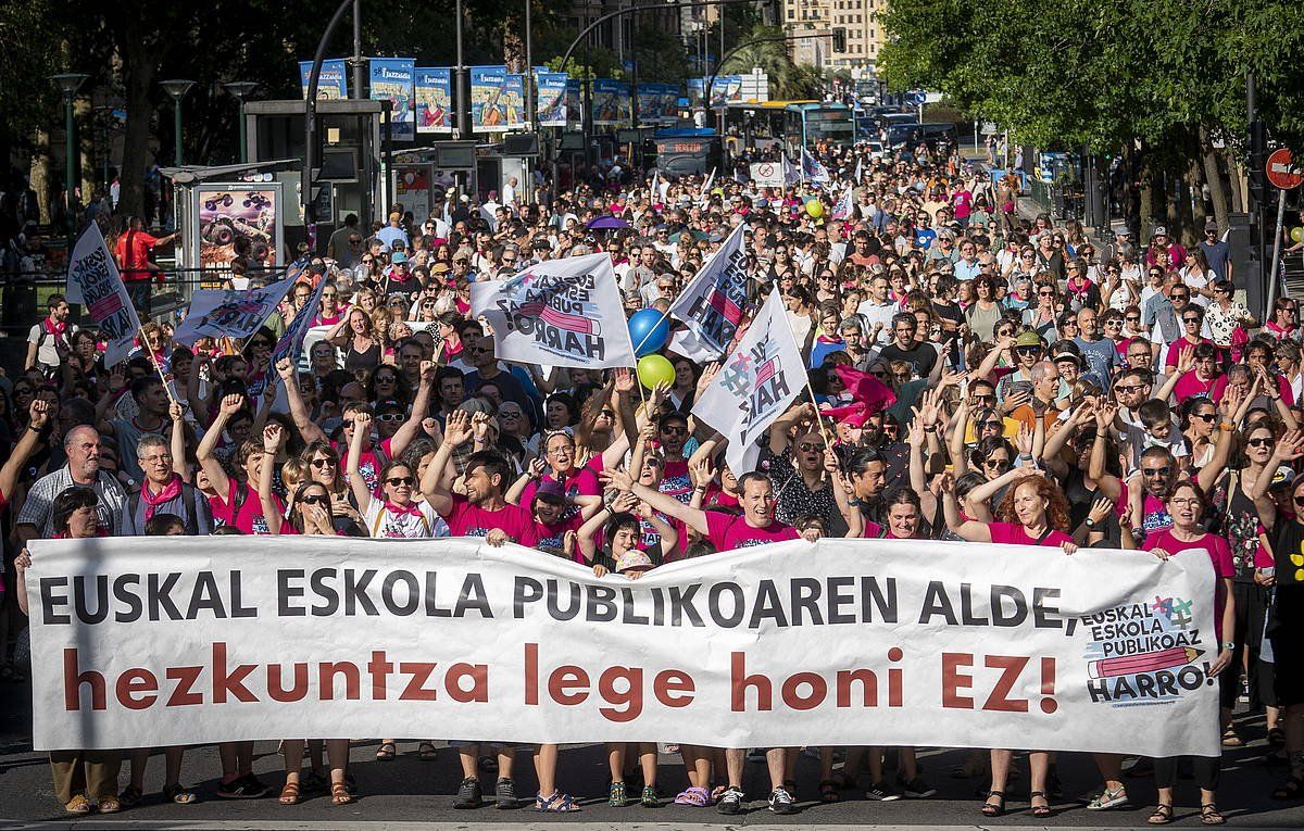 Euskal Eskola Publikoaz Harrok antolatutako manifestazioa, iaz, Bilbon. GORKA RUBIO / FOKU