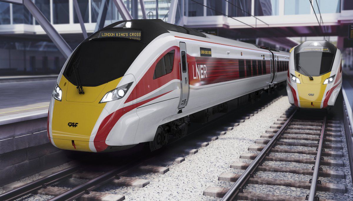 LNER operadorearentzat CAFek egingo dituen trenen irudi digitala. CAF