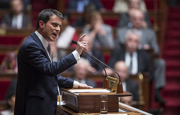 Valls, gaur, Asanblea Nazionalean bere programa aurkezten. IAN LANGSDON, EFE