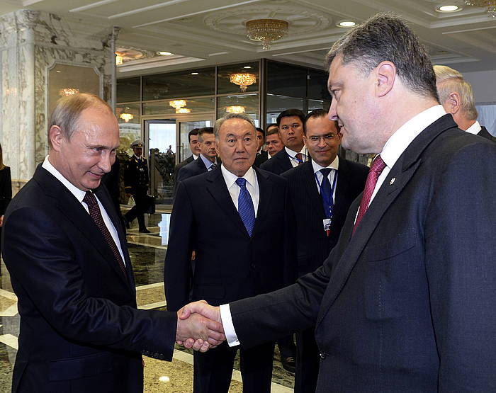 Putin eta Poroxenko, Minsken. SERGEI BONDARENKO / POOL