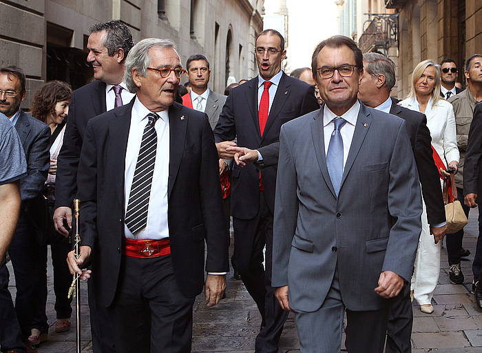 Xavier Trias Bartzelonako alkatea eta Artur Mas Generalitateko presidentea, gaur, Kataluniako hiriburuan. TONI GARRIGA / EFE