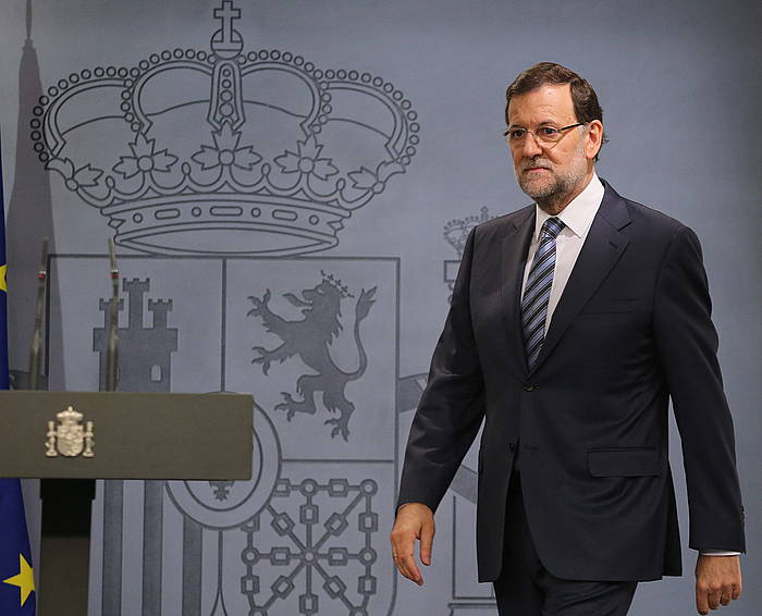 Mariano Rajoy, Ministroen Kontseilu osteko adierazpen instituzionalean. BALLESTEROS / EFE