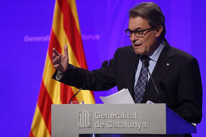 Artur Mas, Kataluniako Gobernuaren bilera osteko agerraldian. ALEJANDRO GARCIA / EFE