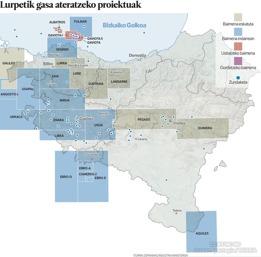'Fracking'-aren mapa Euskal Herrian. JOXEAN APEZTEGIA
