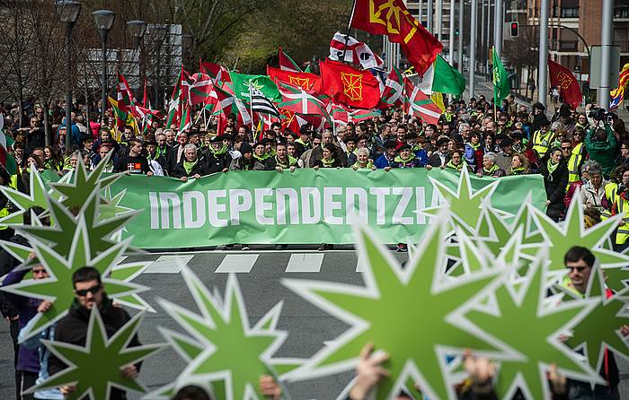 Aberri Eguneko manifestazioa, Iruñean, Independetistak sareak deituta. JAGOBA MANTEROLA / ARGAZKI PRESS