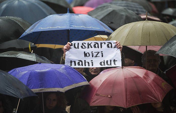 Euskararen Gizarte Erakundeen Kontseiluak deituriko manifestazioa, Donostian. JON URBE, ARGAZKI PRESS