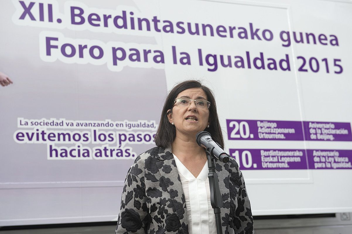 Izaskun Landaida Berdintasunerako Gunean, lehengo hilean. M. RAMIREZ / ARP. Izaskun Landaida Berdintasunerako Gunean, lehengo hilean. M. RAMIREZ / ARP.