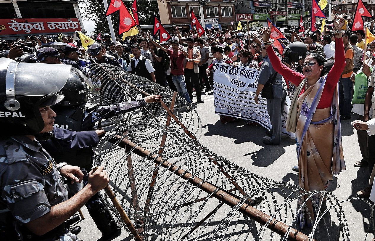 Hinduistak protestan Katmandun, abuztuaren 2an. NARENDRA SHRESTHA / EFE.