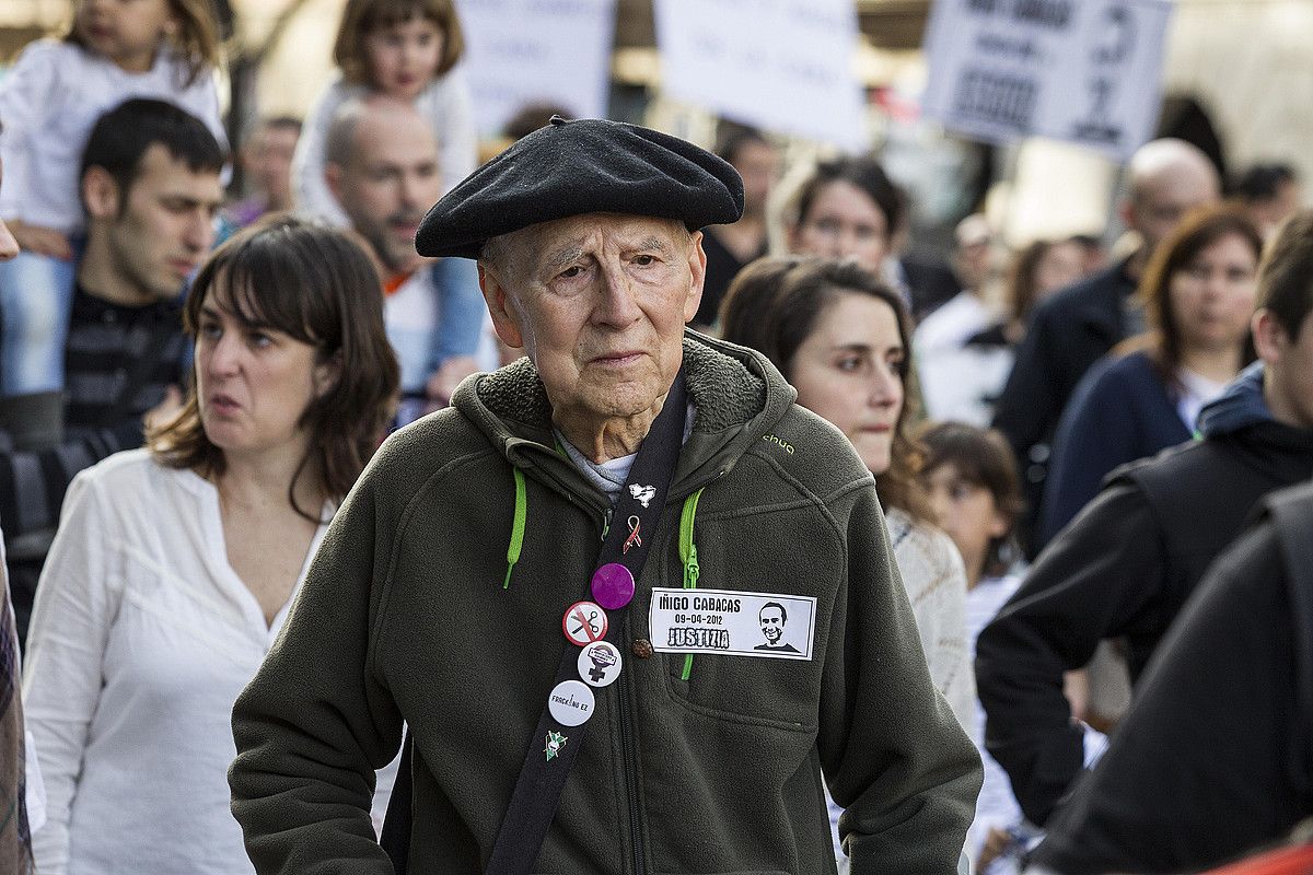 Periko Solabarria, iazko apirilean, Bilbon, Cabacas auziko manifestazio batean. ARITZ LOIOLA / ARGAZKI PRESS.