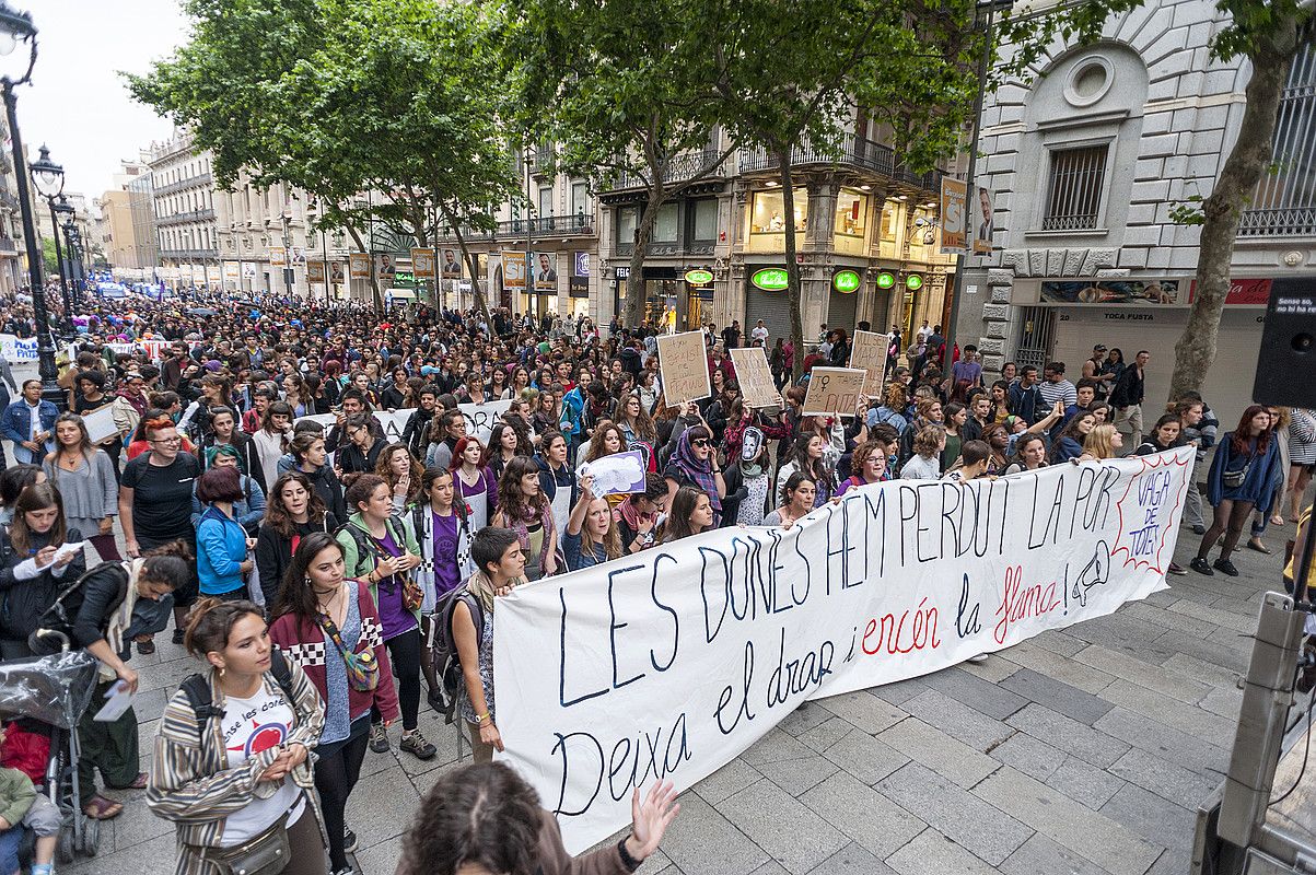 «Emakumeok galdu dugu izua»; manifestazioko une bat. DANI CODINA.