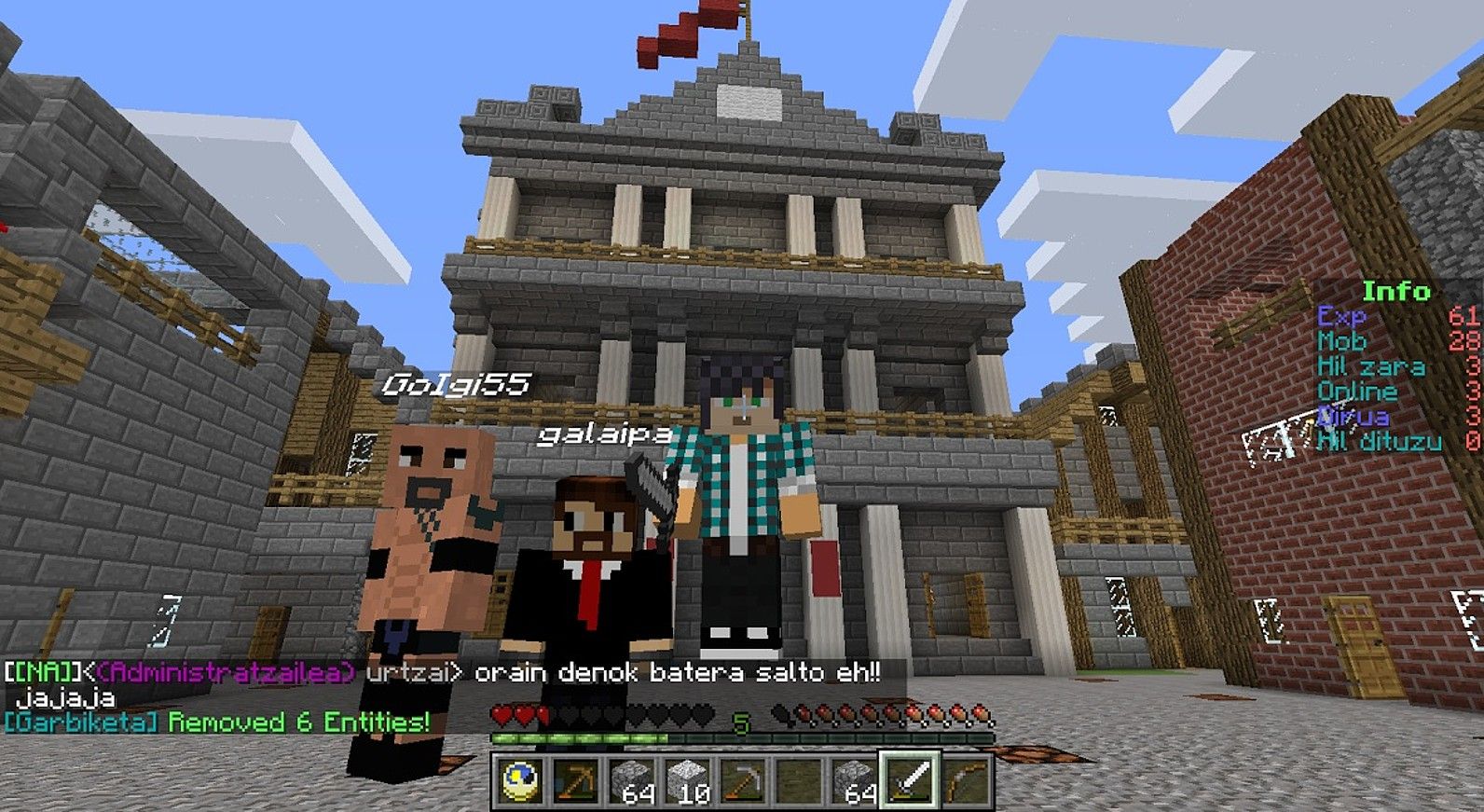 Minecraft eraikuntza jokoaren interfazea euskaraz jarri dute, eta Game Erauntsiaren bidez euskaraz mintza daitezke jokalariak. BERRIA. Minecraft eraikuntza jokoaren interfazea euskaraz jarri dute, eta Game Erauntsiaren bidez euskaraz mintza daitezke jokalariak. BERRIA.