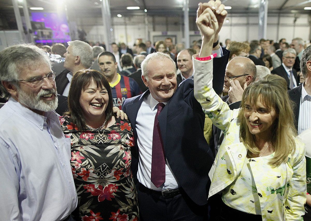 Sinn Feineko Gerry Adams, Michelle Gildernew, Martin McGuinness eta Martina Anderson. PAUL MCERLANE / EFE.