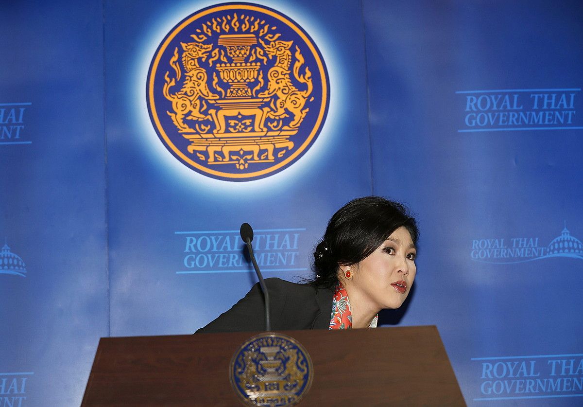 Yingluck Shinawatra, zigorrari erantzuteko agerraldian. RUNGOJ YONGRIT / EFE.