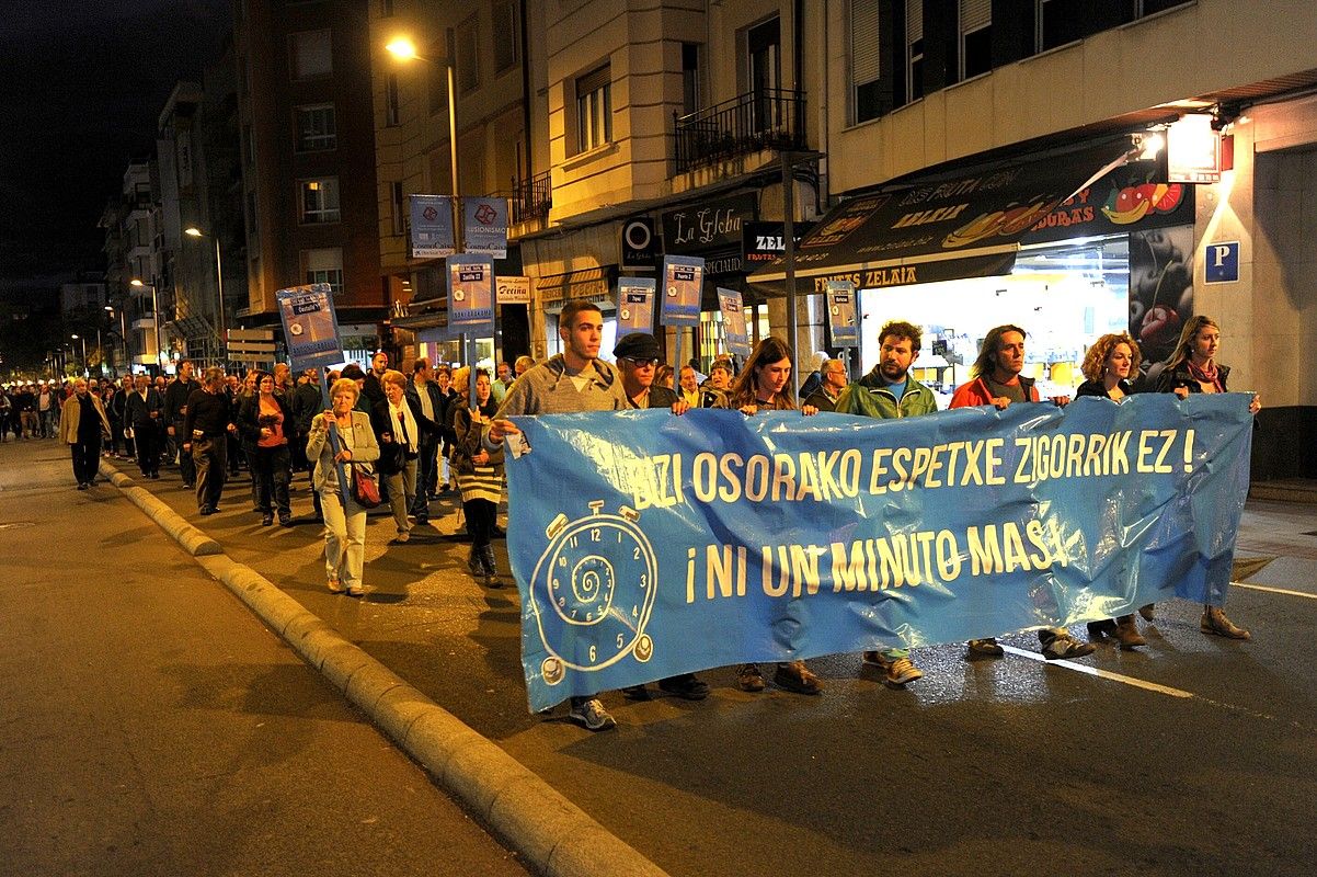 Estrasburgoren epaiaren berri izan ondoren Gasteizen egindako manifestazioa, herenegun. JUANAN RUIZ / ARGAZKI PRESS.