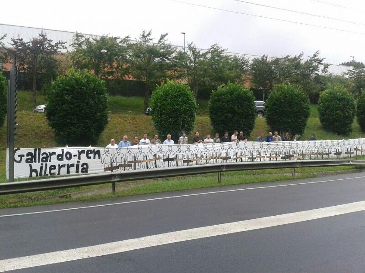 Corrugados Lasaoko plantako langileen protesta atzo . BERRIA.