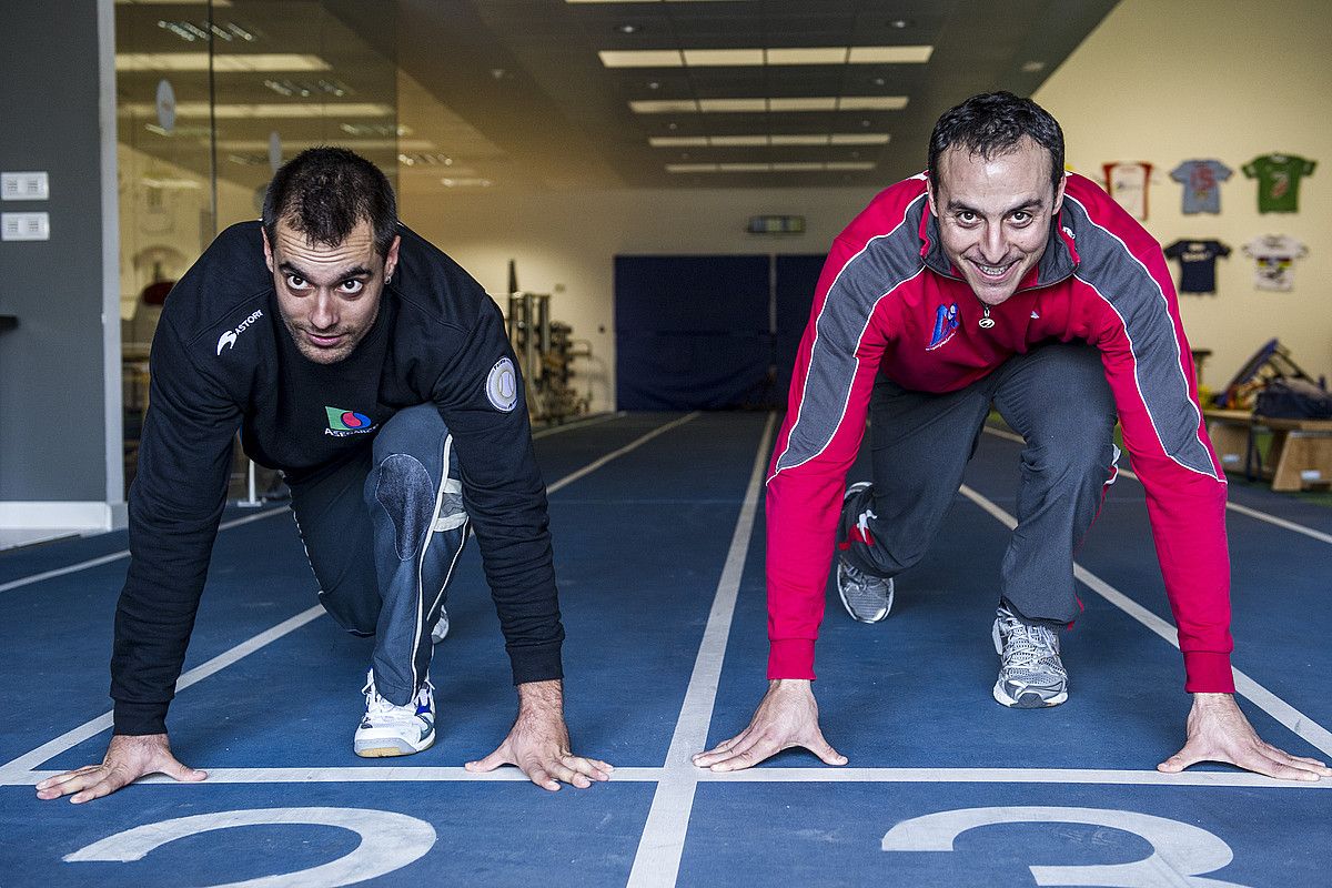 Bengoetxea VI.a eta Martinez de Irujo, Barañaingo Zentrum kirol prestaketa zentroko atletismo pista motzean. LANDER F. ARROIABE / ARGAZKI PRESS. Bengoetxea VI.a eta Martinez de Irujo, Barañaingo Zentrum kirol prestaketa zentroko atletismo pista motzean. LANDER F. ARROIABE / ARGAZKI PRESS.