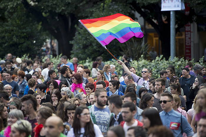 Jendetza elkartu da Iruñeko manifestazioan. IñIGO URIZ / ARGAZKI PRESS