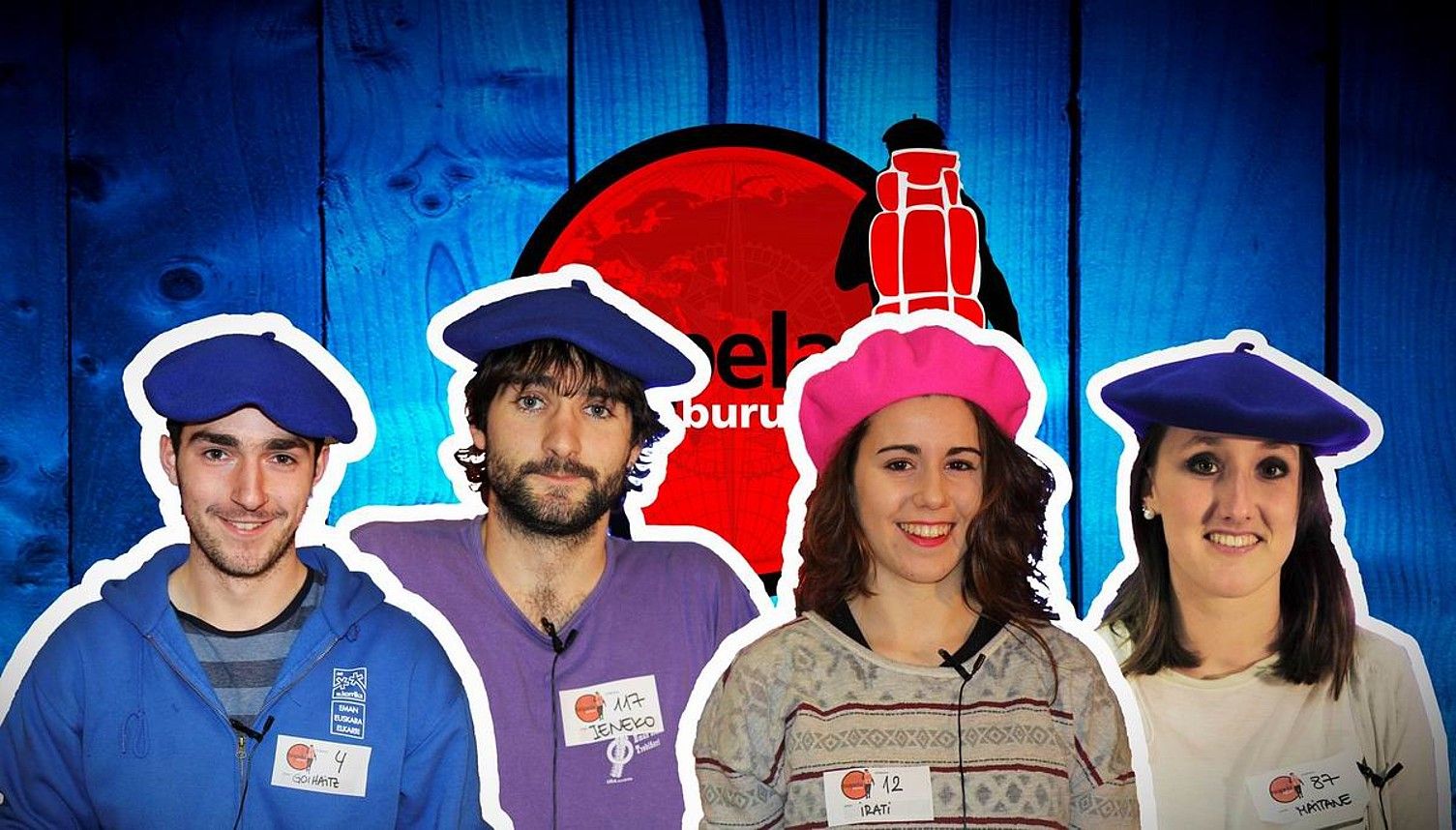 Goihaitz Perez, Eneko Ruiz de Azua, Irati Aimorta eta Maitane Uriarte izango dira Txapela buruan saioko lau bidaiariak. ETB. Goihaitz Perez, Eneko Ruiz de Azua, Irati Aimorta eta Maitane Uriarte izango dira Txapela buruan saioko lau bidaiariak. ETB.