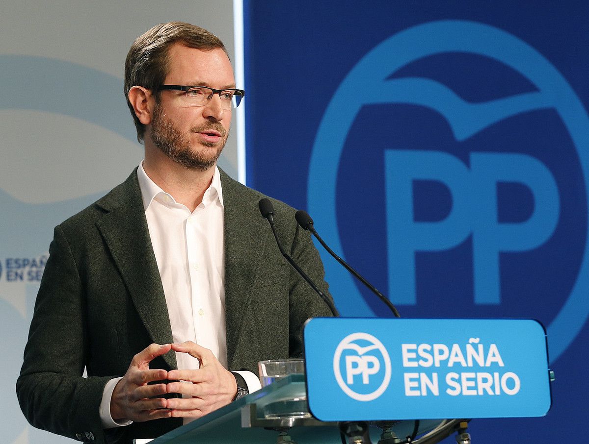 Gasteizko alkate ohi Javier Maroto, PPren Madrilgo egoitzan, joan den urtarrilaren 18an. MARISCAL / EFE. Gasteizko alkate ohi Javier Maroto, PPren Madrilgo egoitzan, joan den urtarrilaren 18an. MARISCAL / EFE.
