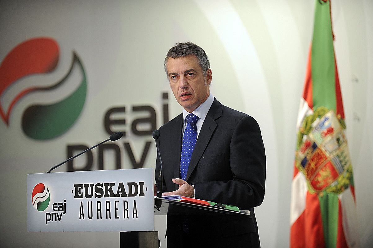 Urkullu, alderdiekin egindako bilerak aztertzeko agerraldian. M. RAMIREZ / ARP. Urkullu, alderdiekin egindako bilerak aztertzeko agerraldian. M. RAMIREZ / ARP.