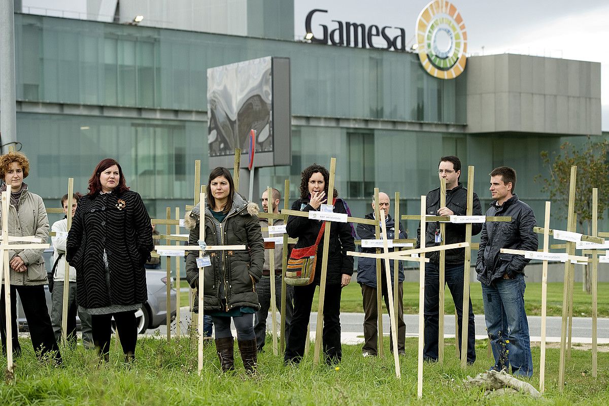 Gamesako hainbat langileren protesta, joan den astean, Sarrigurenen. IÑIGO URIZ / ARGAZKI PRESS.
