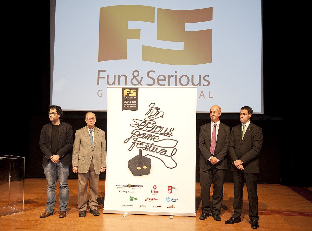 Fun & Serious Game Festival bideo jokoen jaialdia aurkeztu zuten atzo, Bilboko Guggenheim museoan. JON HERNAEZ / ARGAZKI PRESS.