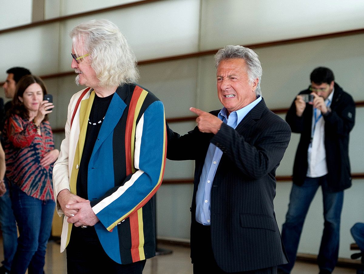 Billy Connolly aktorea eta Dustin Hoffman zuzendaria, atzo, Donostian, Kursaalean. CONNY BEYREUTHER / ARGAZKI PRESS.