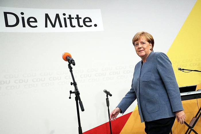 Angela Merkel, atzo, emaitzan jakitera eman osteko hitzartzean. CARSTEN KOALL / EFE