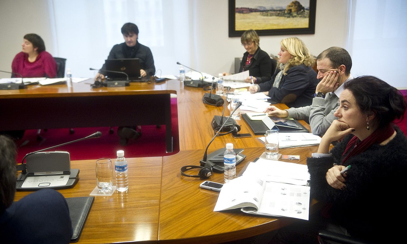 Nafarroako Parlamentuko Hezkuntza Batzordeko kideak, atzo, hedabideei laguntzak emateari buruzko eztabaidan. JAGOBA MANTEROLA / ARGAZKI PRESS. Nafarroako Parlamentuko Hezkuntza Batzordeko kideak, atzo, hedabideei laguntzak emateari buruzko eztabaidan. JAGOBA MANTEROLA / ARGAZKI PRESS.