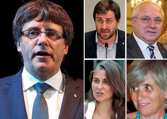 Puigdemont eta Bruselan dauden lau kontseilariak. EFE