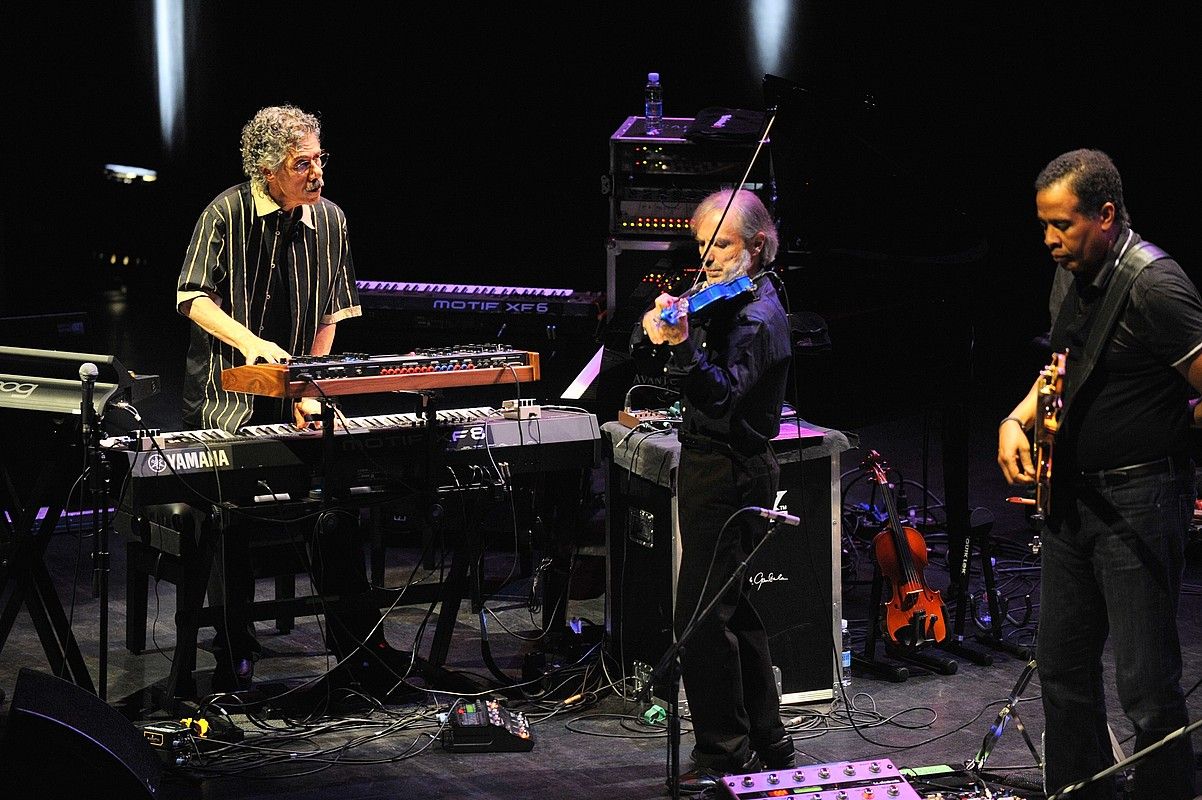 Chick Corea, Jean-Luc Ponty eta Frank Gambale, Return to Forever IVren emanaldian. JON URBE / ARGAZKI PRESS.