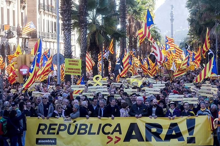 ANCk errepublikaren alde deitutako manifestazioa, Bartzelonan. QUIQUE GARCIA, EFE