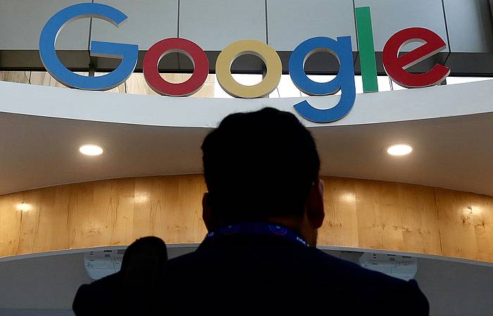 Google konpainia teknologikoaren logotipoa, Indian egindako ekintzailetza goi bileran. JAGADEESH NV / EFE