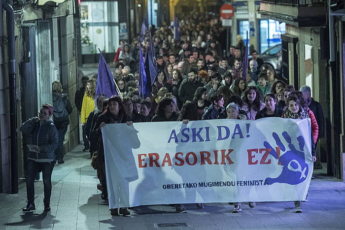 Indarkeria matxistaren kontrako manifestazio bat, Errenterian, joan den otsailean. GORKA RUBIO, FOKU