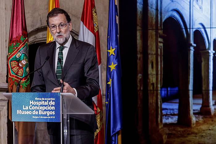 Mariano Rajoy, atzo, Burgosko (Espainia) ospitalea eraberritzeko sinadura ekitaldian. SANTI OTERO / EFE