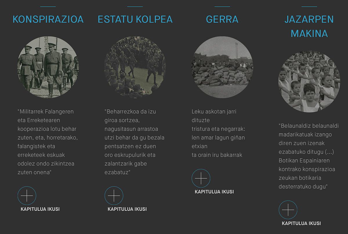 Oroiteria guneko Zergatik atala. Gertaerak testuinguru historikoan jartzen ditu atalak. BERRIA. Oroiteria guneko Zergatik atala. Gertaerak testuinguru historikoan jartzen ditu atalak. BERRIA.