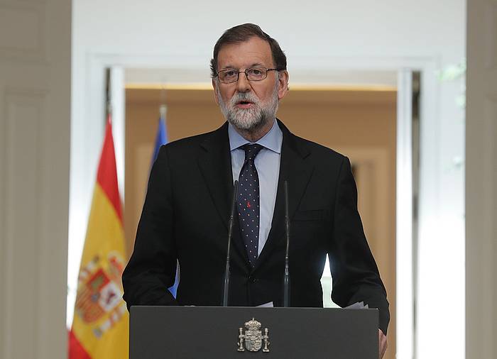 Marino Rajoy Espainiako presidentea, joan den maiatzaren 4an egin zuen agerraldian. ANGEL DIAZ, EFE