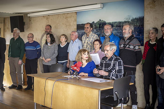 Argitu plataformak Eliseo Gilen kontrako zigor eskaerak baloratzeko prentsaurrekoa egin du gaur, Gasteizen. JAIZKI FONTANEDA, FOKU