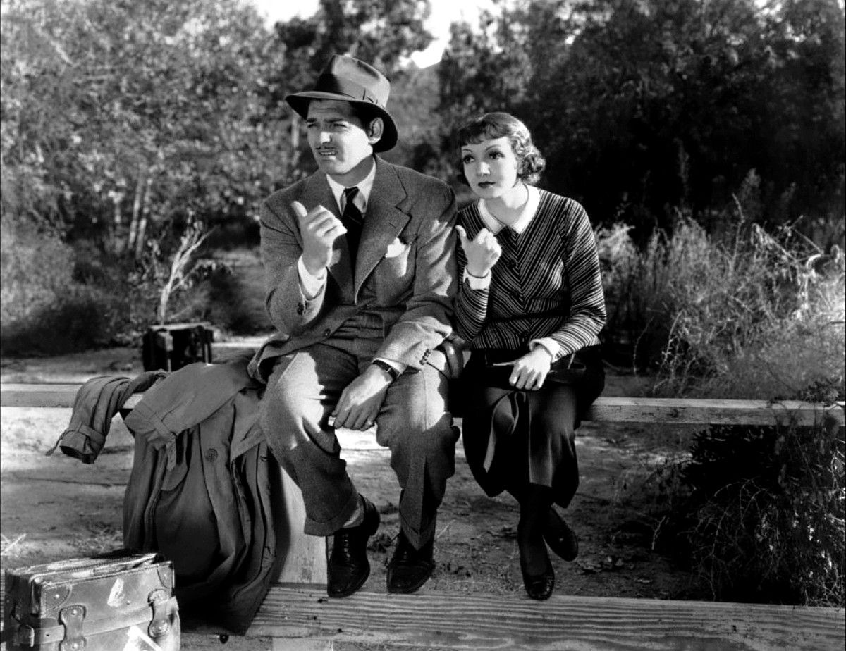 Clark Gable eta Claudette Colbert aktoreak, Frank Capraren It Happened One Night (1934) filmean. BERRIA.