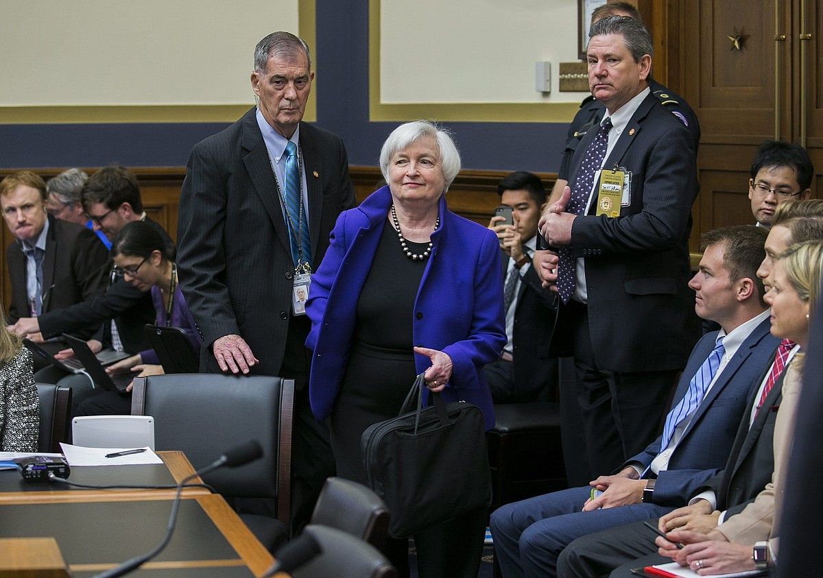Janet Yellen AEBetako Erreserba Federaleko presidentea, Washingtonen, iragan irailean. KIMIMASA MAYAMA / EFE. Janet Yellen AEBetako Erreserba Federaleko presidentea, Washingtonen, iragan irailean. KIMIMASA MAYAMA / EFE.
