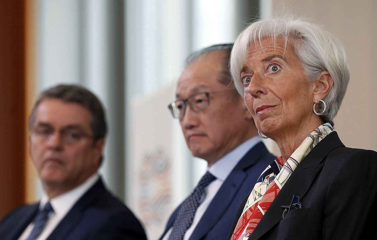 Christine Lagarde NDFko burua, atzo, Berlinen. FELIPE TRUEBA / EFE.