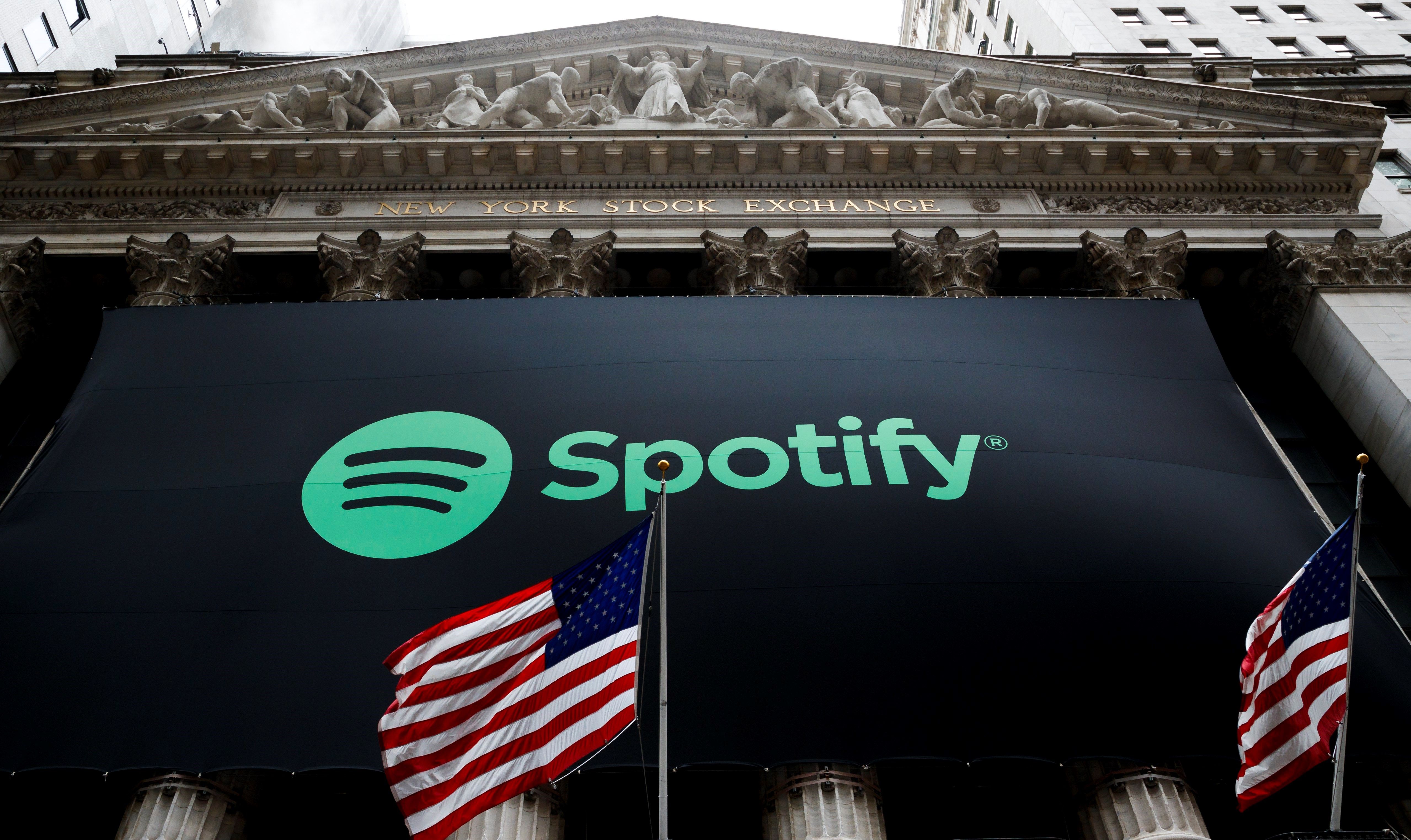 Spotifyren logotipoa New Yorkeko burtsan